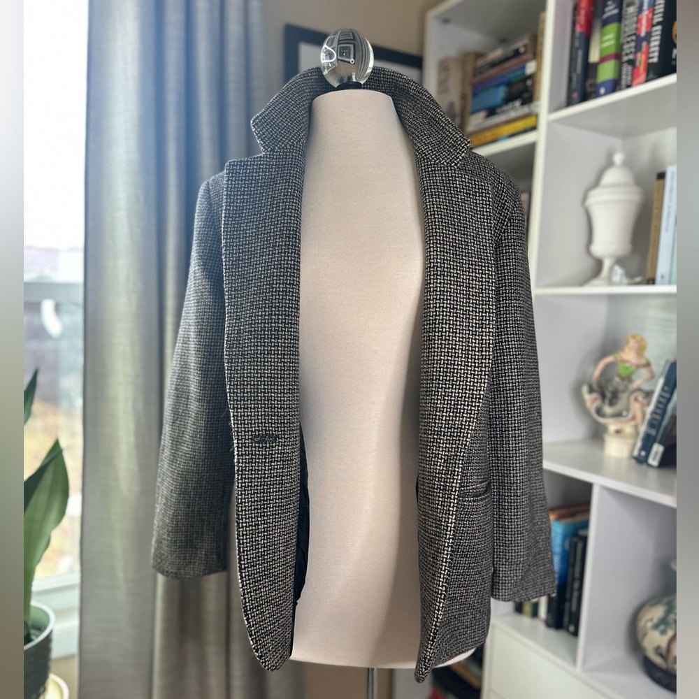 VINTAGE Brown and Cream 100% Wool Blazer